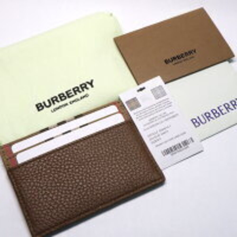 Burberry Brown Leather Sandon Wallet Grainy Card